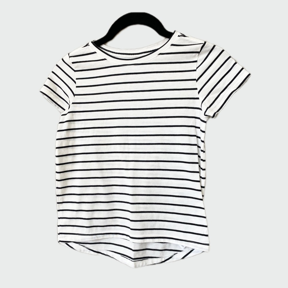 Old Navy Black and White Striped Tee | Versatile |  Minimalist | Medium 8